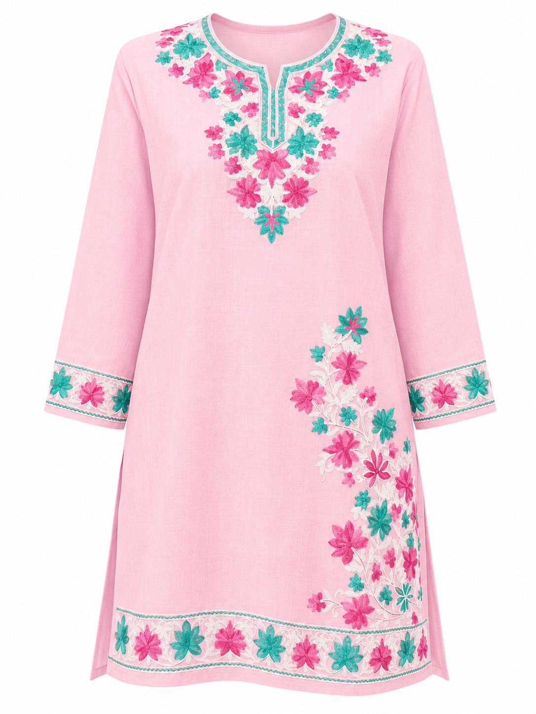 Kashmir Aari cotton Co-Ord Set | Pink